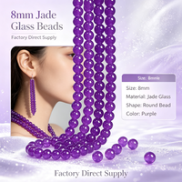 Perles en verre imitation jade de 8 mm, écologiques, aspect jade brillant, perles intercalaires lâches pour la fabrication de bijoux DIY (bracelets, colliers)