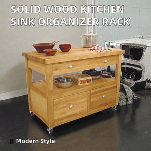 Woodyoulike Birch Solid <b>Wood</b> Drawer Design Kitchen Sink Organizer <b>Rack</b> Shelf <b>Storage</b> -Cabinet - Product Image 2