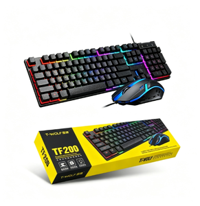 Combo <span class=keywords><strong>de</strong></span> Teclado y Ratón para Computadora TF200, Tamaño Completo, 104 Teclas, Teclas Retroiluminadas con Arcoíris Grabadas con Láser, Cable USB, para <span class=keywords><strong>PC</strong></span> - Product Image 4