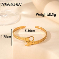 HENGSEN perhiasan 18K emas disepuh baja tahan karat pergelangan tangan bungkus gelang ular daun mahkota manset gelang untuk wanita campur-1