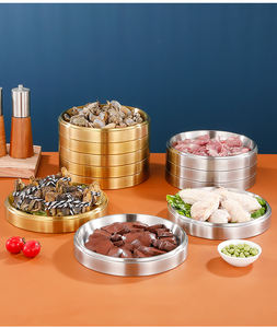 Kore Tarzı 304 Paslanmaz Çelik Güveç Hazırlama Tabağı, Mutfak Self Servis Sofra Takımı, İstiflenebilir Barbekü Tabağı - Product Image 6