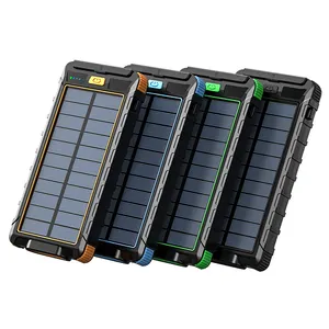 Riapow - Painel solar de alta qualidade à prova d'água, carregador de celular com carregamento rápido, banco de energia solar portátil de 20000mAh, com 20000mAh