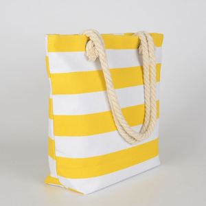 Sac fourre-tout en toile grande capacité 2026 avec logo personnalisé, sac à main rayé, sac de plage en toile écologique avec fermeture éclair - Product Image 3