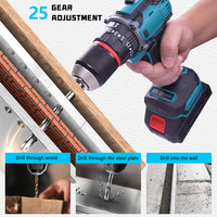 Perceuse sans fil 21V au lithium, ensemble de perceuse à percussion 3 fonctions, solution de perçage complète pour le bricolage