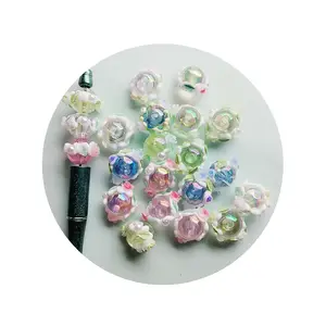 Perle Boule Ronde Acrylique Charmes Peinture Perle Perles De Cristal Scintillantes pour Bijoux Premium