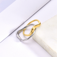 Bague Double doigt moderne en acier inoxydable plaqué or pour femme, Non ternie, vente en gros