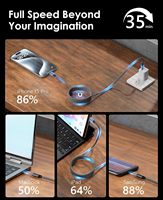 Kabel Pengisian Daya Magnetik USB A ke USB Tipe C 1M, Pengisian Cepat 240w, Charger Magnetik USB-C untuk Ponsel, Kabel Magnetik untuk iPhone