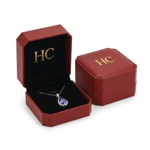 Boîte à collier artisanale, forme personnalisée, en similicuir, boîte cadeau pour bijoux, insert en microfibre, estampage à chaud, logo personnalisé, vente directe d'usine - Product Image 3