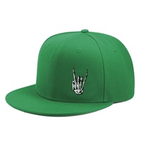 Casquette Snapback Noire Personnalisée avec Broderie 3D Main de Squelette, 6 Panneaux, Visière Plate, Style Hip Hop, pour Hommes – Vente en Gros
