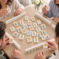 Jeu de tuiles de mahjong en acrylique pour une soirée de jeu familiale élégante, idéal pour jouer sur la table du salon avec des amis, des sœurs et des couples.
