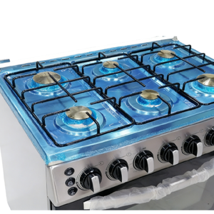 Cuisinière à gaz industrielle en acier inoxydable à 6 brûleurs avec four et grill, facile à nettoyer - Product Image 5