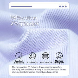 Nhà Máy Bán buôn nhuộm 2x2 gân còng hems chải bông dệt kim đàn hồi Heavyweight chàng trai cô gái trang phục phụ kiện váy - Product Image 2