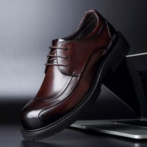 Chaussures en cuir pour hommes de luxe originales 2025, à bout carré, respirantes, à lacets, avec empeigne en cuir VALENTINA - Product Image 5