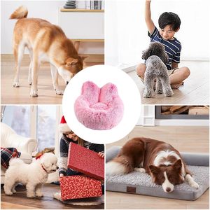 Lit pour chat en peluche solide conception d'oreille de chat antidérapant hiver temps froid grotte pour animaux de compagnie confortable lavable nid de chat pour chatons Anulely - Product Image 4