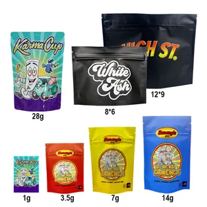 Smell Proof 8th 7g 14g 28g Dispensary Exit Edible Gummy Packaging With Child Proof Ziplock Custom Mylar Bags 3.5 With My Logo