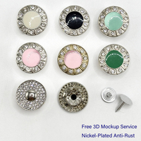 Boutons en alliage de style diamant OEM pour accessoires vestimentaires en gros, équipés de boutons adhésifs colorés