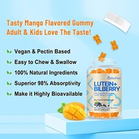 Gummies Lutéine Myrtille Soin des Yeux 60 Unités Complément Alimentaire Végétalien avec Zéaxanthine Soutien Lumière Bleue