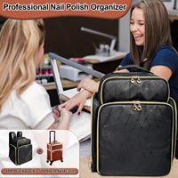 Sac à dos de rangement pliable en cuir PU imperméable, grande capacité, avec fermeture éclair, pour vernis à ongles, portable, pour l'extérieur, étui de rangement pour nail art 3