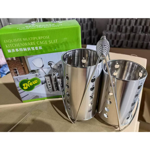 Stainless Steel Chopstick Holder Pair Round Perforated <b>Kitchen</b> Utensil <b>Storage</b> Container Minimalist Design - Product Image 1