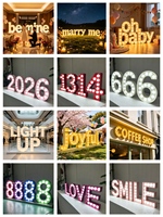 Lettres lumineuses LED RGB en acrylique 2026, alimentées par énergie solaire, étanches IP65, personnalisables pour intérieur, décoration de voiture, enseigne lumineuse