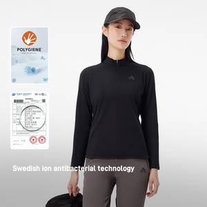 Maglietta da <span class=keywords><strong>donna</strong></span> Casual da esterno a manica lunga foderata in pile 2024 <span class=keywords><strong>camicie</strong></span> antibatteriche ad alta elasticità per l'escursionismo sportivo - Product Image 2