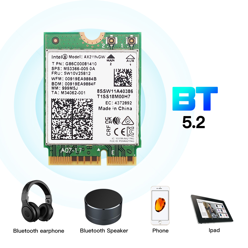 WiFi 6E AX211NGW Tri Band 2 4G 5G 6Ghz Wireless Network Wifi Card wifi-6e-ax211ngw-tri-band-2-4g-5g-6ghz-wireless-network-wifi-card