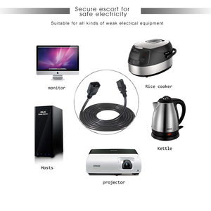 Universal, C13,C14, 3 Prong, Male Female, US Standard, <b>Power</b> Cord, 18AWG, 10A, 125V, For PC, Monitor, Server, <b>Power</b> Supply <b>Cable</b> - Product Image 5