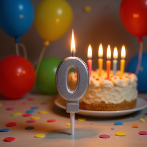 Vela Plateada con el Número 0 para Fiestas, Velas de Cumpleaños de 4.5 cm - Product Image 2