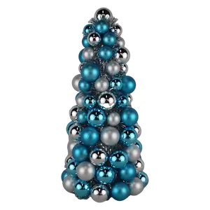 森马辛40厘米圣诞派对节日装饰蓝色银色小玩意桌面防碎塑料圣诞球锥树