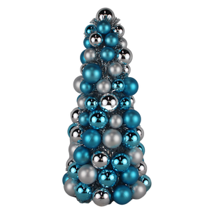 Senma sine 40cm Weihnachts feier Festival Dekoration Blau Silber Kugeln Tischplatte Bruchs icherer Kunststoff Weihnachts ball Kegel Baum - Product Image 1