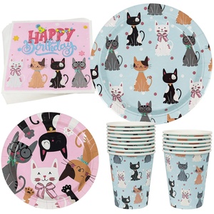 ชุดจานกระดาษลายการ์ตูนสัตว์สีชมพูสำหรับงานเลี้ยงวันเกิดแมว DAMAI อุปกรณ์จัดงานเลี้ยงวันเกิดแมวแบบใช้แล้วทิ้ง ชุดจานกระดาษลายสัตว์สำหรับตกแต่งงานเลี้ยงวันเกิดเด็ก - Product Image 1