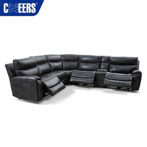 Canapé d'angle électrique <span class=keywords><strong>MANWAH</strong></span> en similicuir vegan noir moderne avec structure métallique pour salon, fauteuil inclinable surdimensionné - Product Image 2