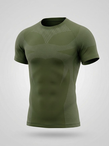T-shirt de sport à manches courtes pour homme, texture nid d'abeille, compression, haute élasticité, séchage rapide, respirant, anti-transpiration - Product Image 5