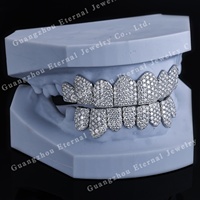 Grillz Moissanite Personnalisés VVS, Bijoux Hip Hop Ice Out avec Grandes Pierres, 8 sur 8 / 10 sur 10 / 12 sur 12 pour Hommes et Femmes