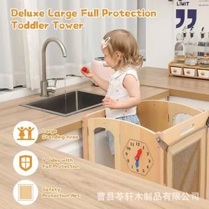 Torre de aprendizaje transfronteriza de madera maciza para bebés, taburete infantil, lavabo plegable de madera para bebés, taburete de escalada - Product Image 5