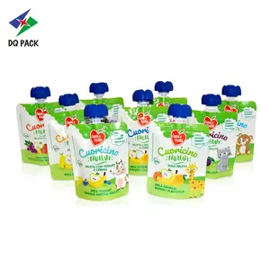 DQ PACK Flexible Custom Printed High Quality Stand Up Plastic Bags Refill Baby Food Beverage Juice Drink Spout Pouch