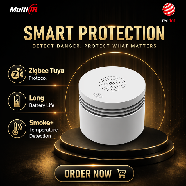SM200 Zigbee Tuya Smoke Detector with Heat Sensor Smart Wireless Fire Alarm for Home Security, Works with SmartLife