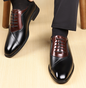 Zapatos de hombre 2025, zapatos de cuero con cordones y punta cuadrada, zapatos de cuero de talla grande para hombre de alto mando para hombre - Product Image 6