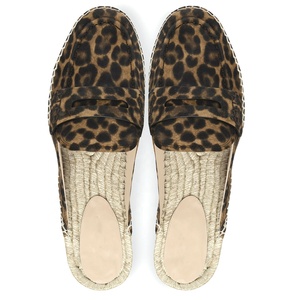Espadrille léopard semelle demi-épaisse chaussures pour femmes Flatfrom Chunky Cheetah Print Mules pantoufles - Product Image 3