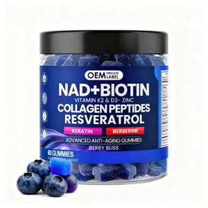 OEM NAD & Biotin chống lão hóa Gummies cho tóc da móng tay sức khỏe Doanh Biotin bổ sung với collagen peptide K2 & D3 - Product Image 1