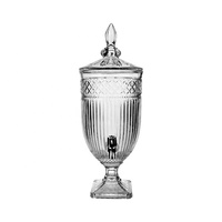 Distributeur de boîte de récipient de jus de boisson en verre clair élevé 2.5L 3L 4L 5L avec pichet d'eau en verre de robinet avec robinet d'eau