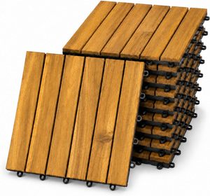 Alta Calidad 12 Pulgadas X 12 pulgadas Baldosas de Madera de Acacia Sólida Resistentes a la Intemperie para Terrazas y Jardines Exteriores - Product Image 1