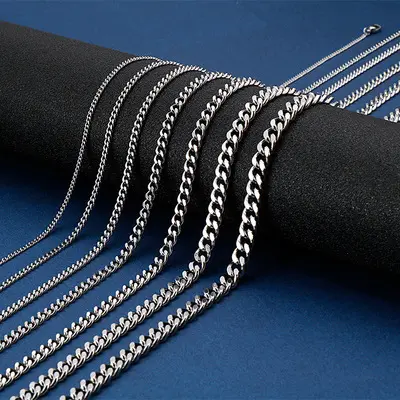 316L Stainless Steel Hip Hops Titanium Steel Miami Cuban Chain Necklace Lobster Clasp Link Chain Necklace For Men Women