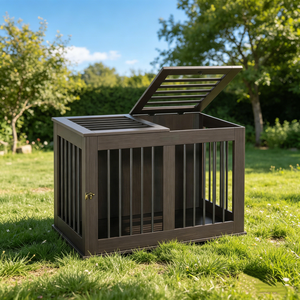 Cage pour animaux de compagnie en bois de style meuble, robuste, pour intérieur et extérieur, avec double porte à bascule, pour lit de chien et usage domestique, vente en gros - Product Image 3