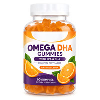 Bonbons gommeux Omega 3 DHA pour enfants, marque privée, avec Omega 6 et 9, favorisent la fonction cérébrale et immunitaire, sans gluten, végétaliens