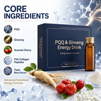 Boisson énergétique au PQQ et au ginseng 30 ml, complément alimentaire à marque privée pour soulager la fatigue et favoriser la vitalité