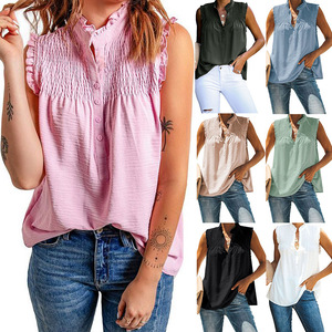 Ropa de Mujer, Camiseta sin Mangas, <span class=keywords><strong>Blusas</strong></span> <span class=keywords><strong>Rosas</strong></span> de Verano para Mujer - Product Image 5