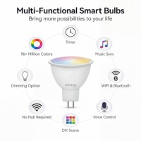 Ampoules LED intelligentes MR16 RGBCW 4W 300LM AC DC12V ETL Tuya Wifi pour Alexa Google App Control, ampoules LED intelligentes à intensité variable pour la maison