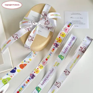 Rubans décoratifs colorés en gros-grain pour gâteaux, ludiques et mignons, pour emballage cadeau, en polyester, avec gaze de neige transparente - Product Image 2
