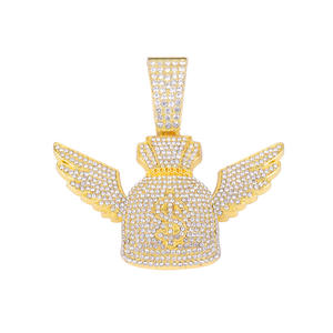 שרשרת סגסוגת האופנתית של גברים שרשרת זהב מעופף כסף כסף יהלום-פרפר משובצים בסגנון היפ הופ אופנה - Product Image 5